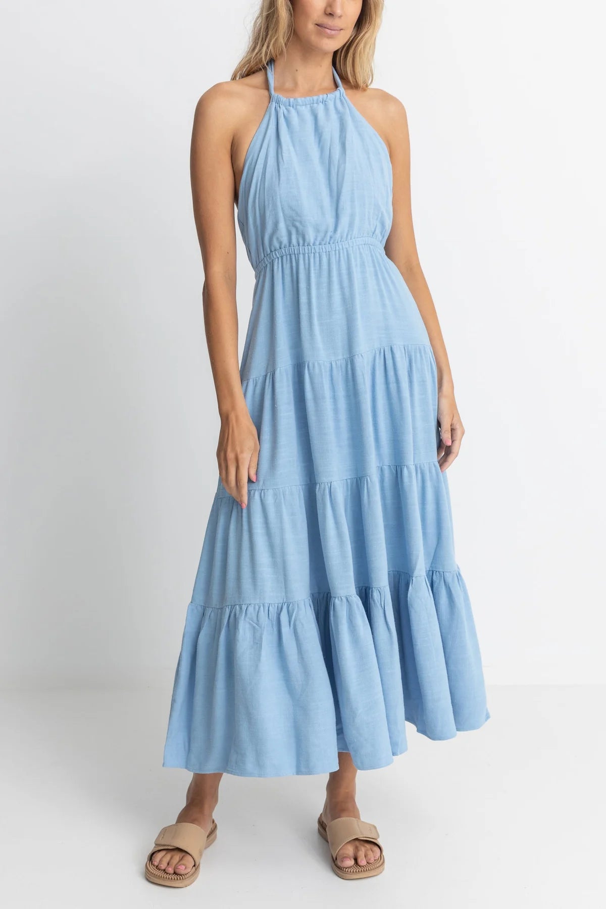Rhythm Seacoast Halter Tiered Maxi Dress