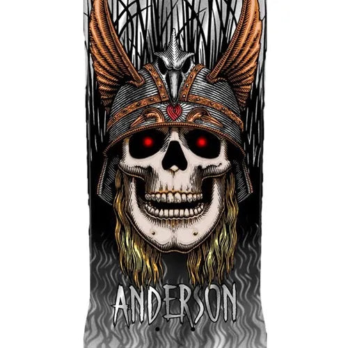 Andy Anderson silver skull skateboard deck