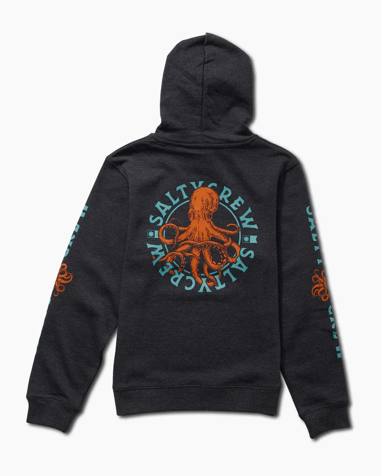 Salty crew tentacles boys fleece hood- Navy Heather