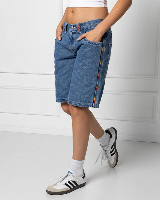 Rusty flip mommy low rise wide leg denim short