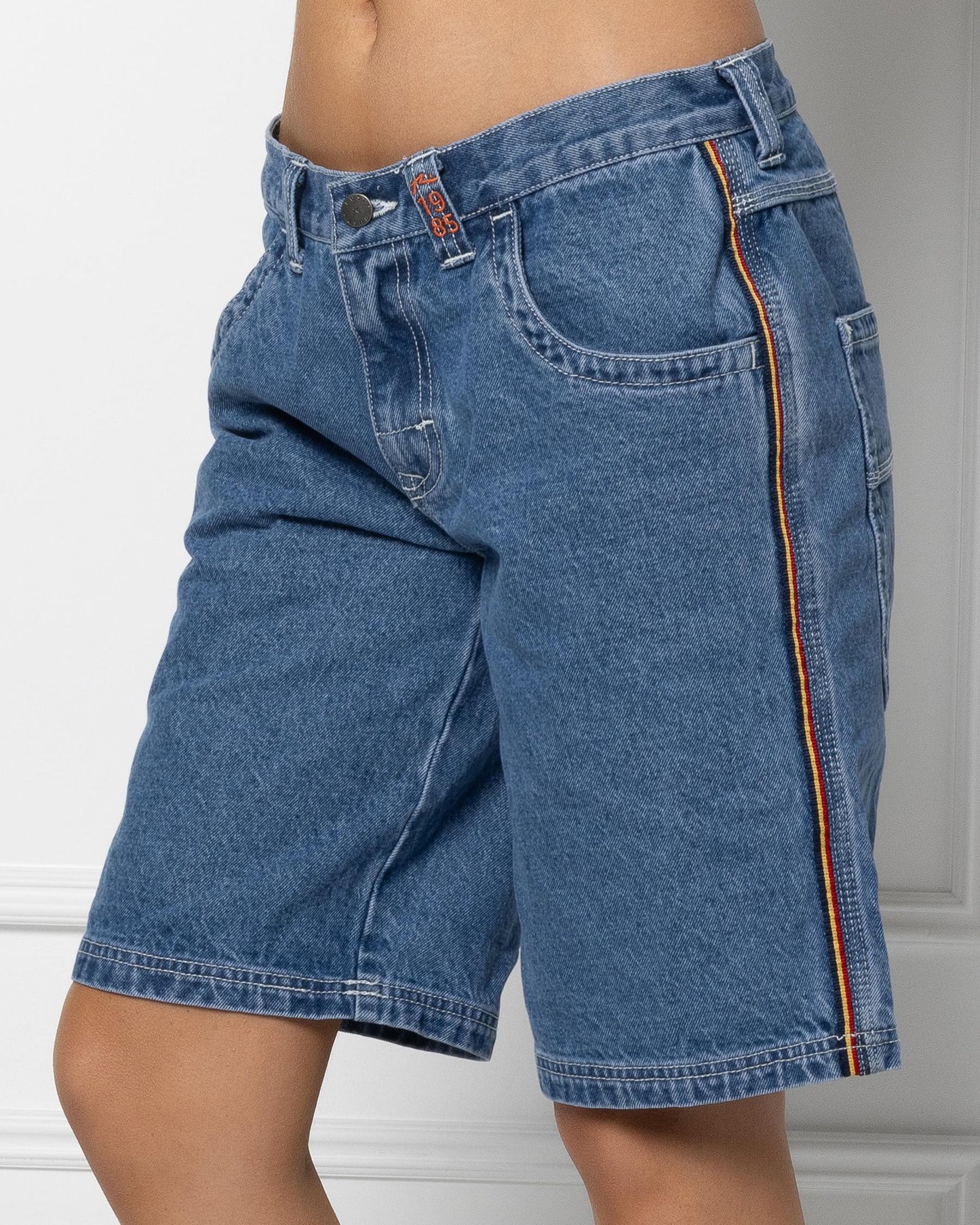 Rusty flip mommy low rise wide leg denim short