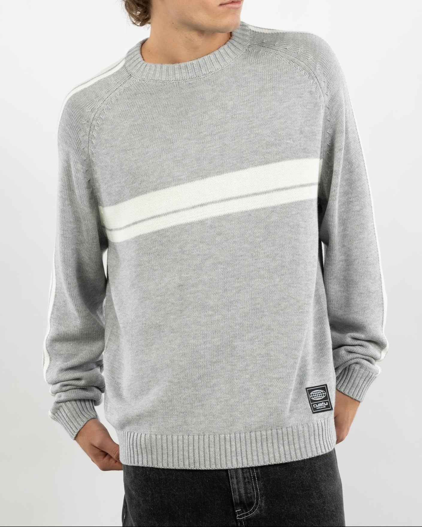 Rusty white lines 2.0 knitted crew