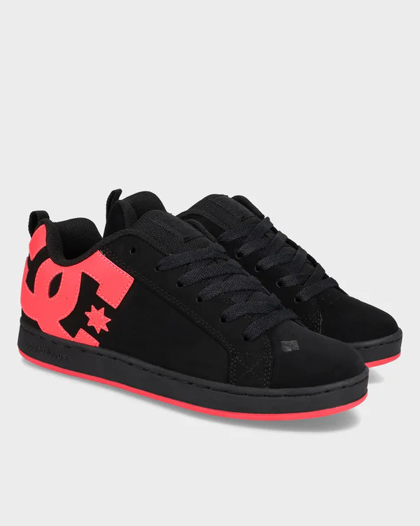 DC Womens Court Graffik Skate Shoes - BLACK/HOT PINK