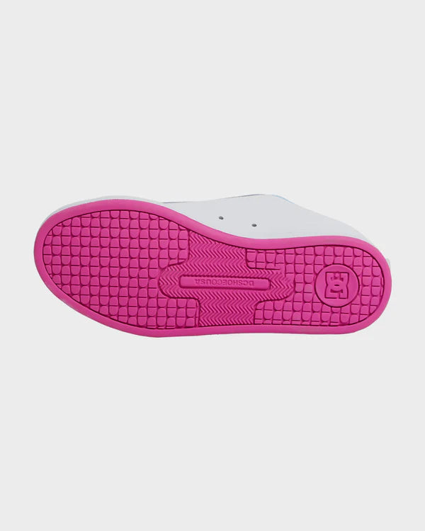DC Womens Court Graffik Skate Shoes - WHITE/CRAZY PINK/BLUE