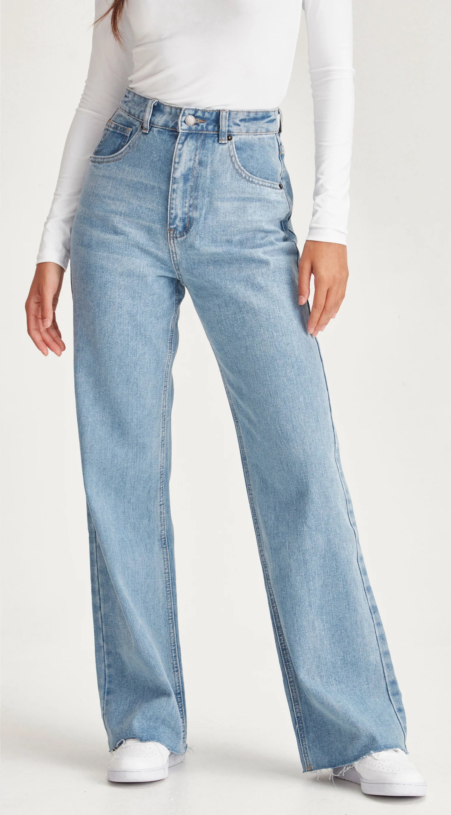 Junkfood AVRIL wide leg jean | Blue no rips