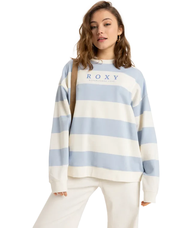 Roxy strictly stripes oversized crew- Blue