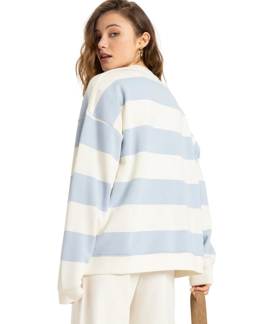 Roxy strictly stripes oversized crew- Blue