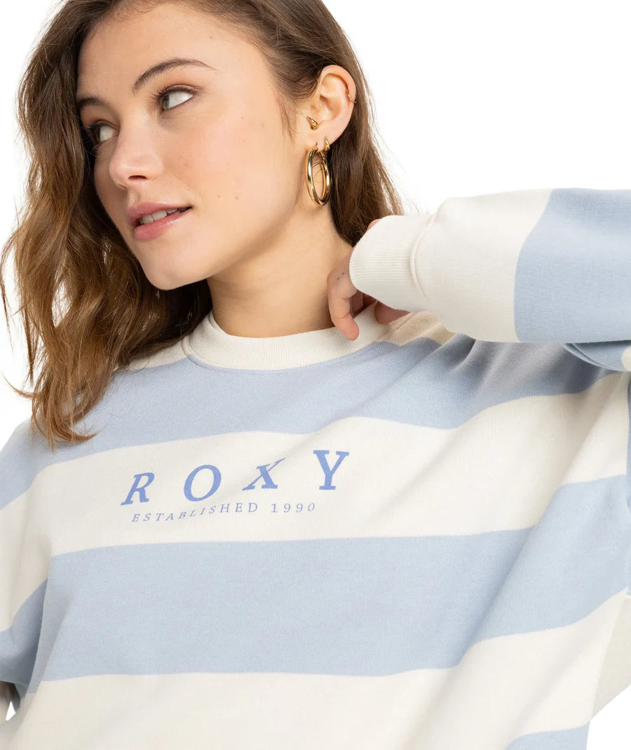 Roxy strictly stripes oversized crew- Blue