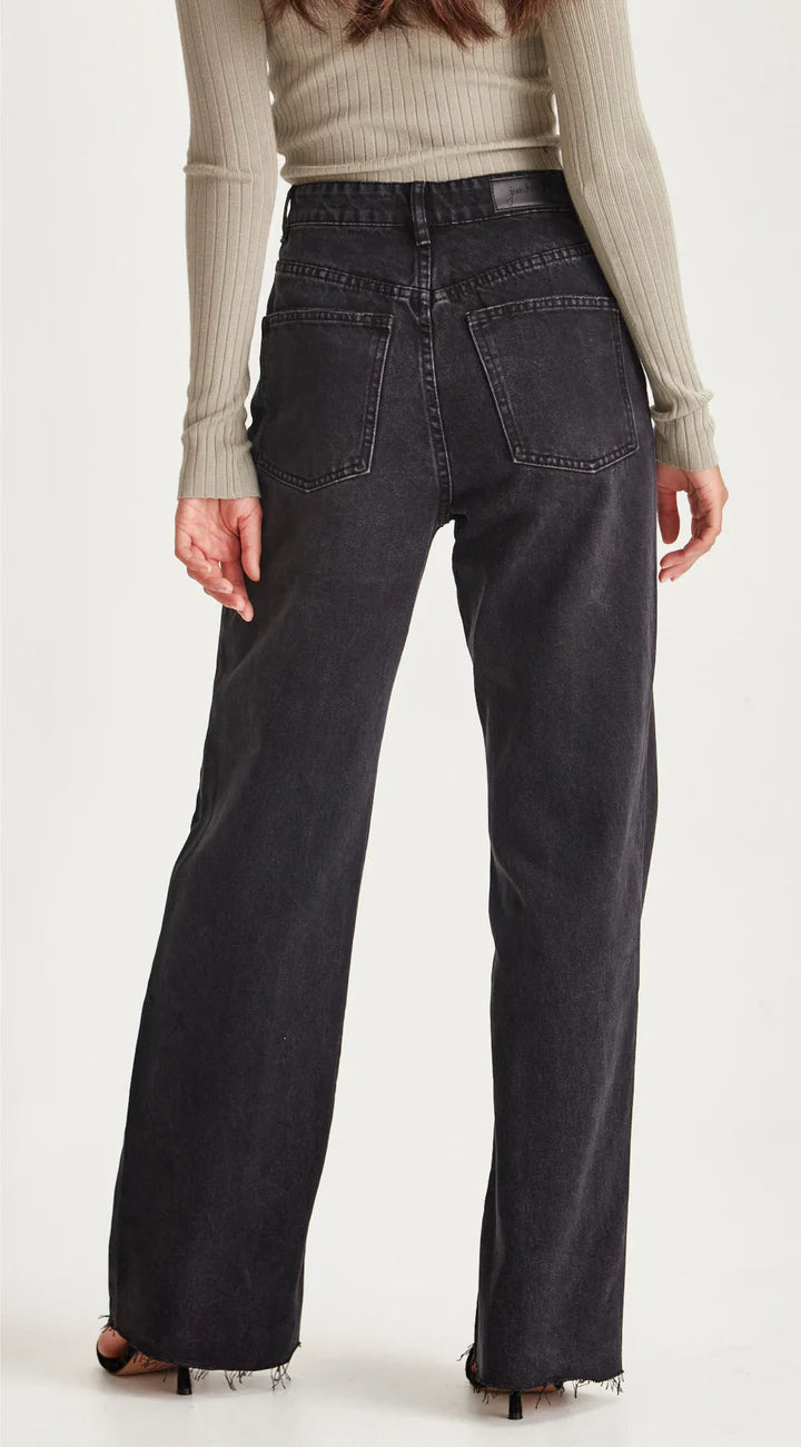 Junkfood Avril Wide Leg Jean- Black No Rips