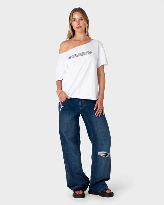 Rusty New But Old Off Shoulder Tee | White