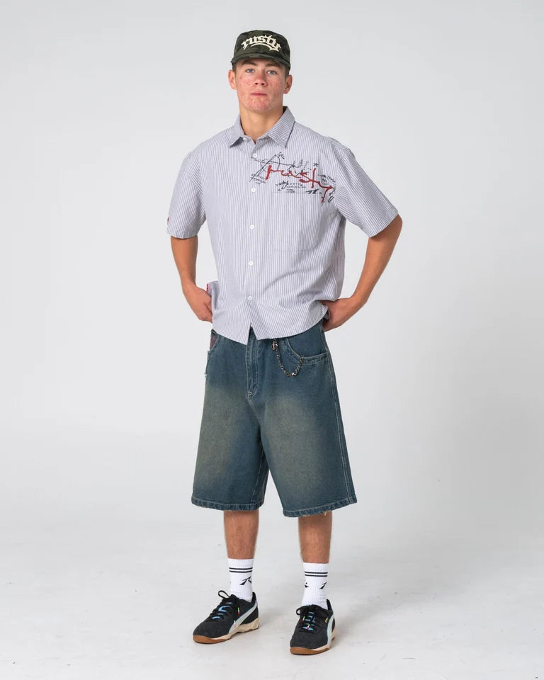 Rusty Shockwave Short Sleeve Shirt | Grey