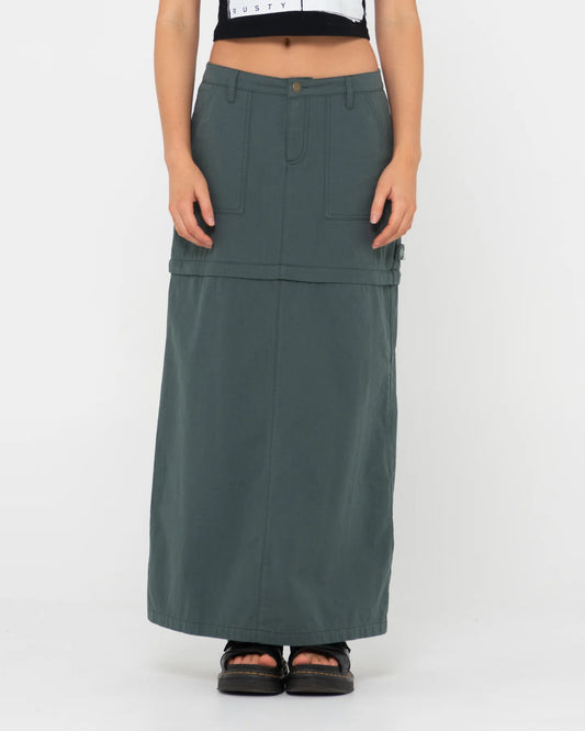 Rusty Zip-off Ripstop Maxi Skirt
