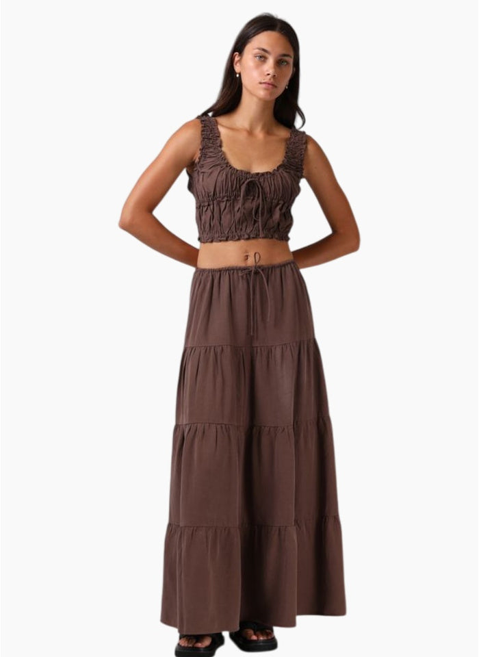 RPM Ruby Maxi Skirt- Chocolate