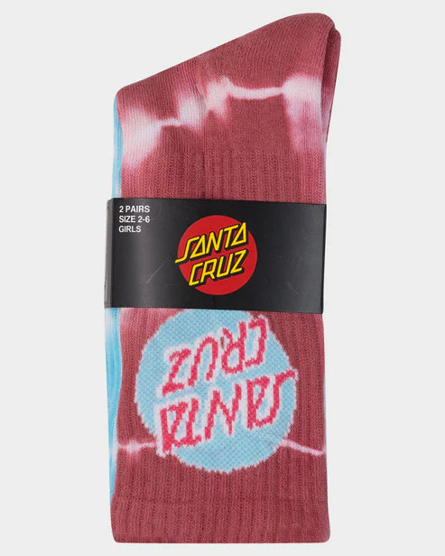 Santa Cruz Dot Redux Girls Crew Sock-2 Pack