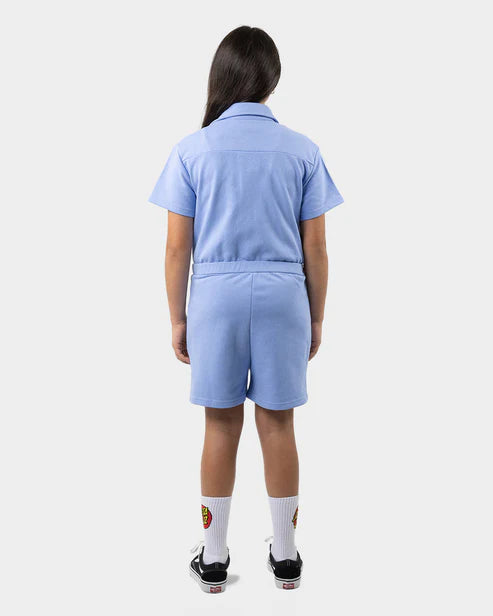 Santa cruz peace strip youth playsuit- Vintage Blue