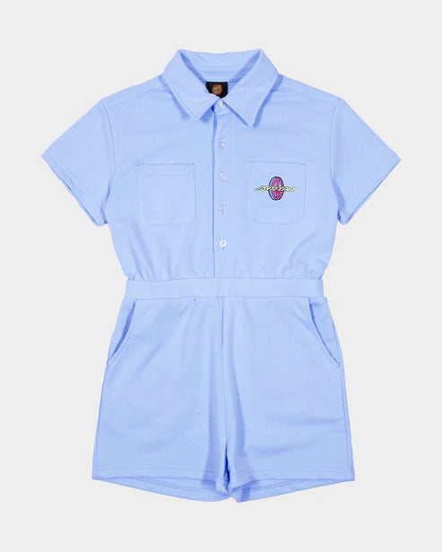 Santa cruz peace strip youth playsuit- Vintage Blue