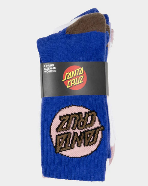 Santa Cruz Womens Crew Dot Sock- 4 Pack