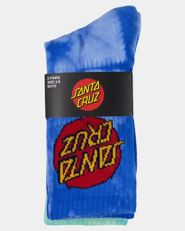Santa Cruz Boys Teal Tye-Dye Crew Sock-2 Pack