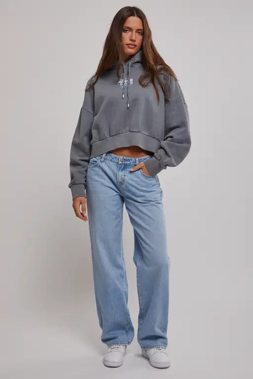 Stussy pair of dice crop hood-Pigment Grey