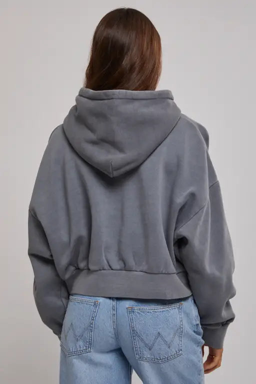 Stussy pair of dice crop hood-Pigment Grey