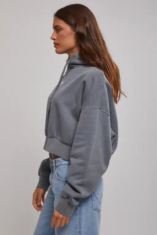Stussy pair of dice crop hood-Pigment Grey