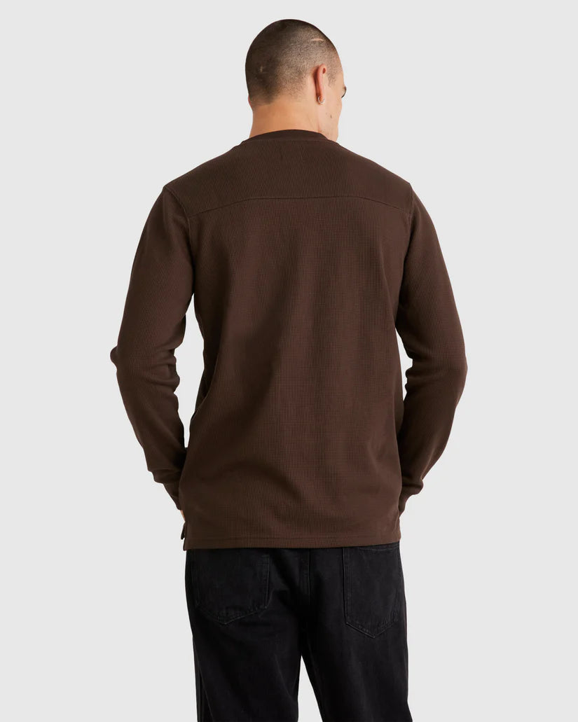 RVCA union waffle long sleeve tee- Brown