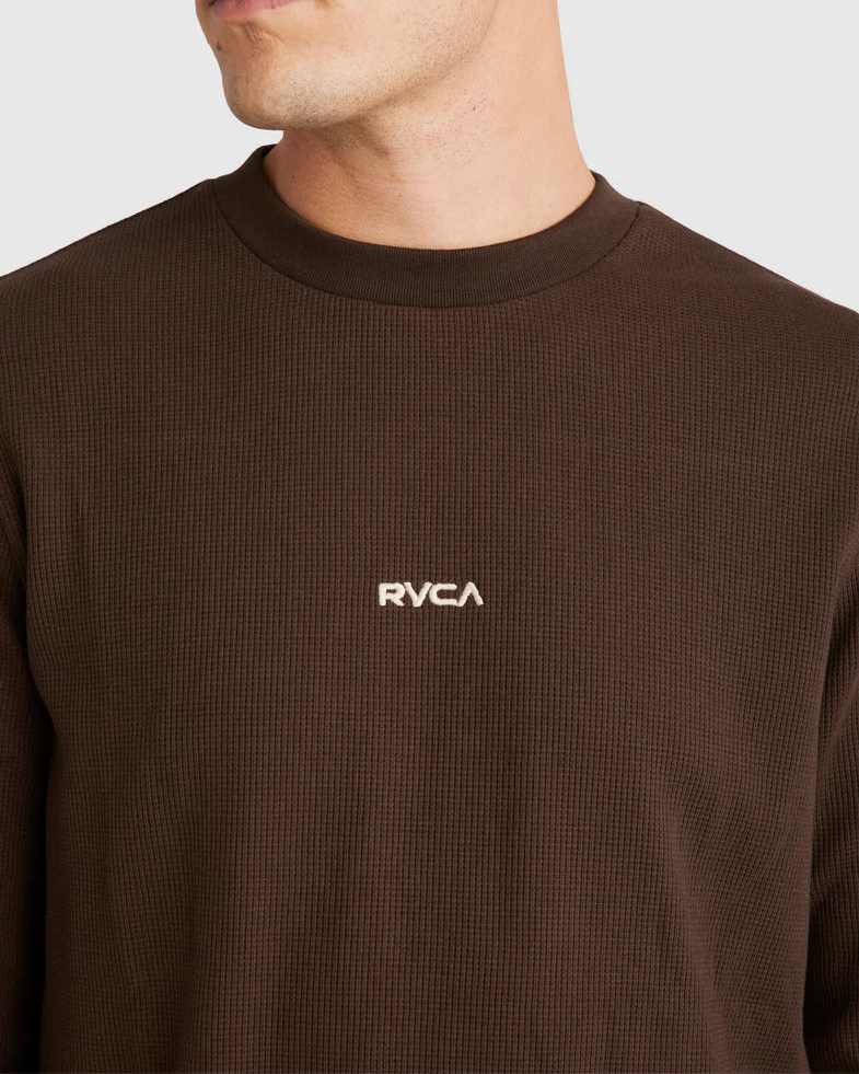 RVCA union waffle long sleeve tee- Brown