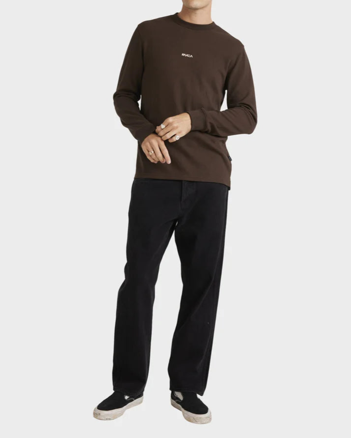 RVCA union waffle long sleeve tee- Brown