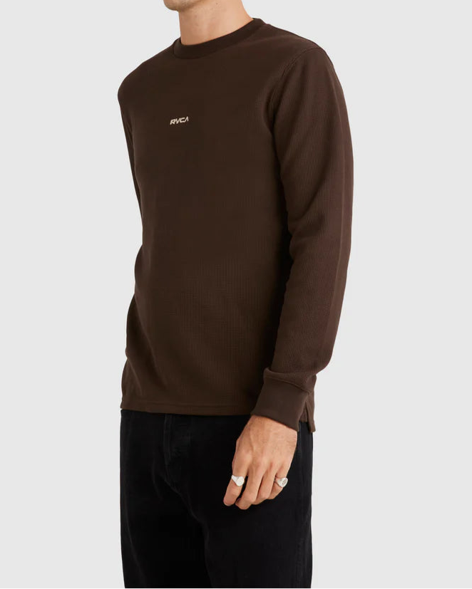 RVCA union waffle long sleeve tee- Brown