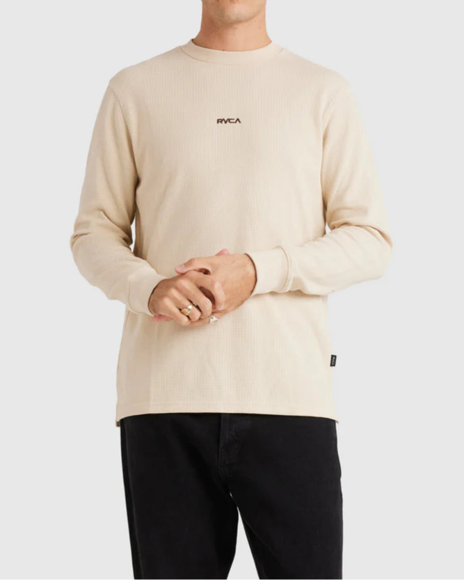 RVCA union waffle long sleeve tee- Cream