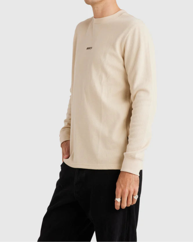 RVCA union waffle long sleeve tee- Cream