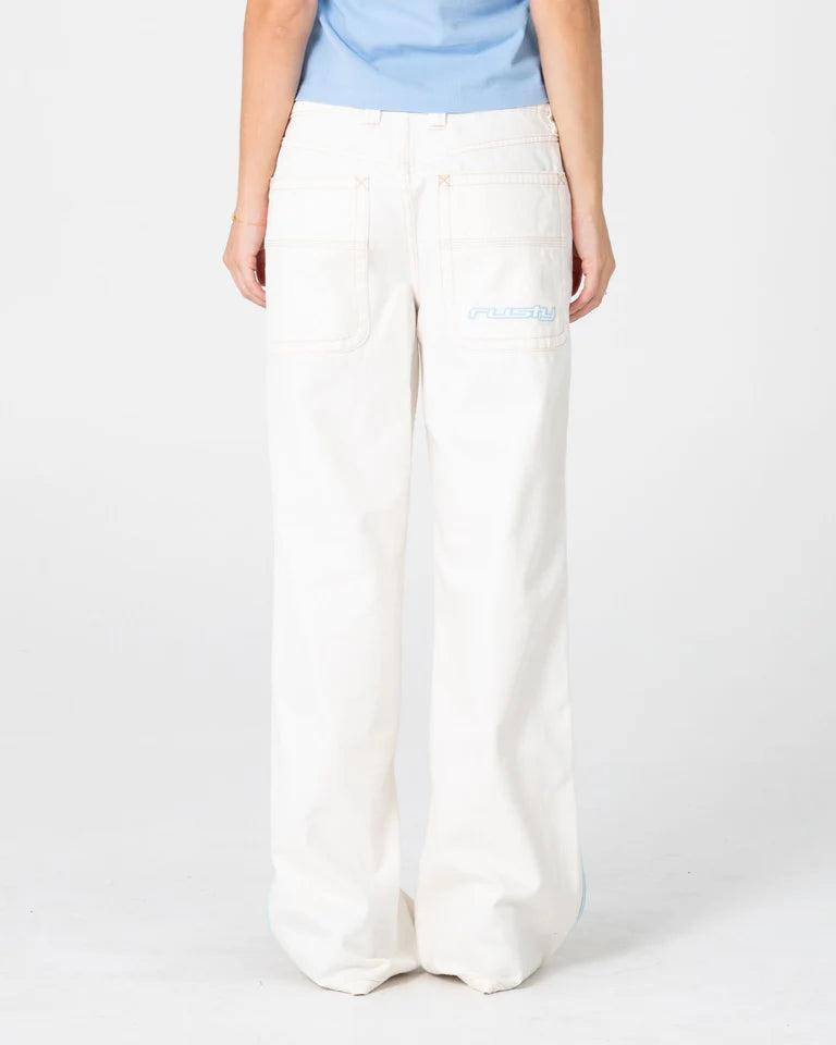 Rusty Flip Mommy Low Rise Baggy Jean l White