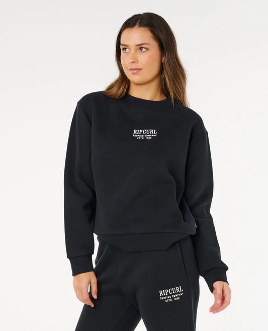 Ripcurl Surf Staple Relaxed Crew- Black