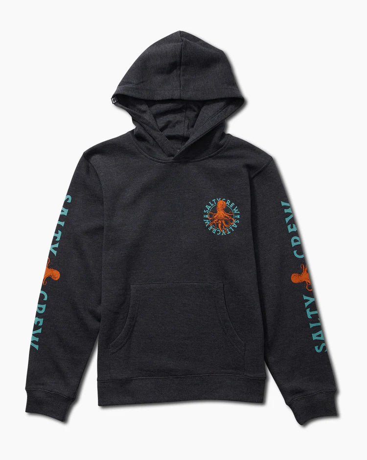 Salty crew tentacles boys fleece hood- Navy Heather