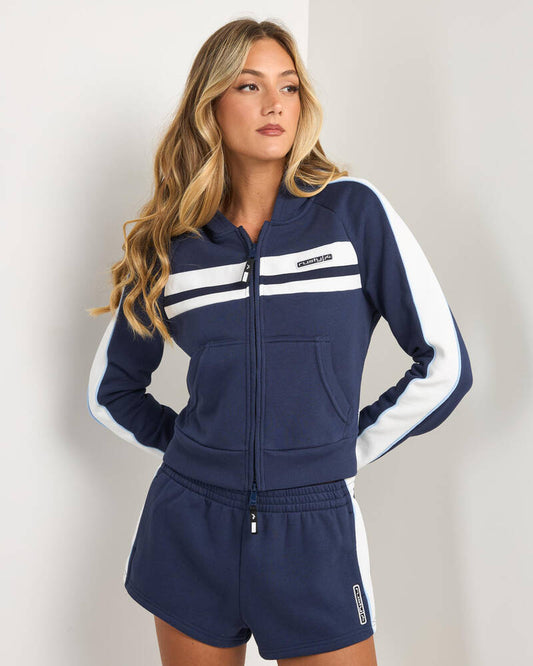 Rusty Retro Lines Zip Thru Hood