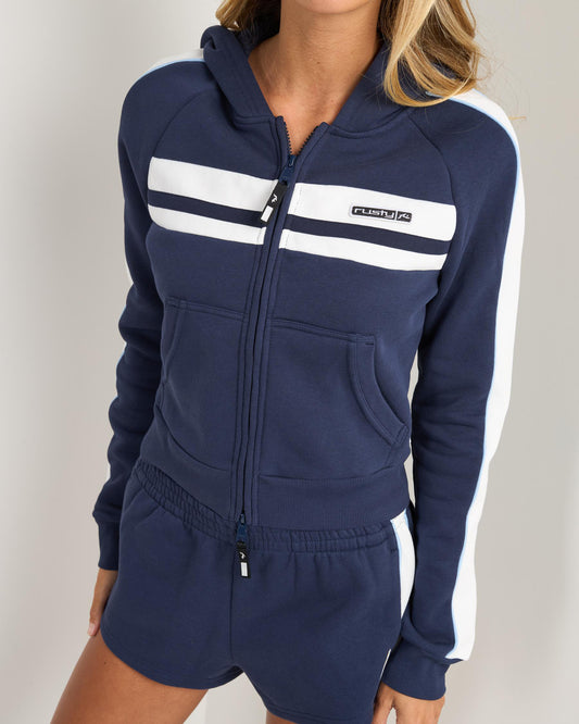 Rusty Retro Lines Zip Thru Hood