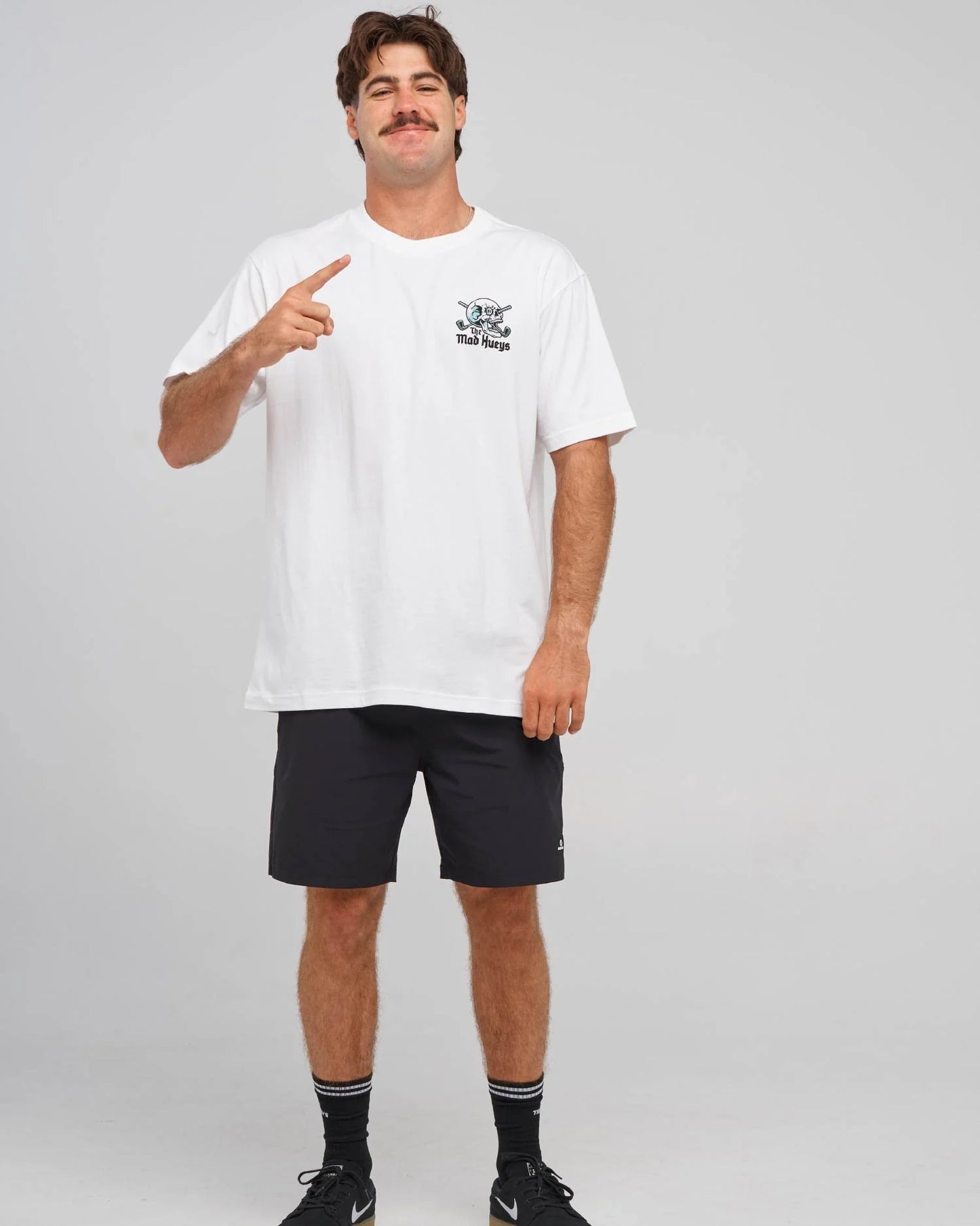 The Mad Hueys Hittin FK All Tee l White