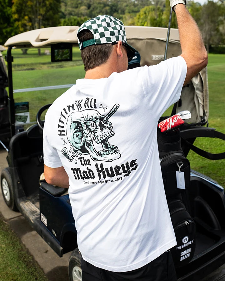 The Mad Hueys Hittin FK All Tee l White