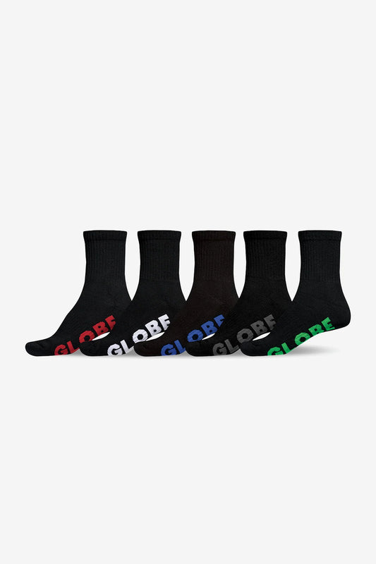 Globe Stealth Crew Sock 5 Pack | Black