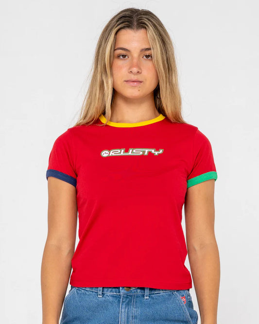 Rusty 3 Tone Contrast Ringer Baby Tee