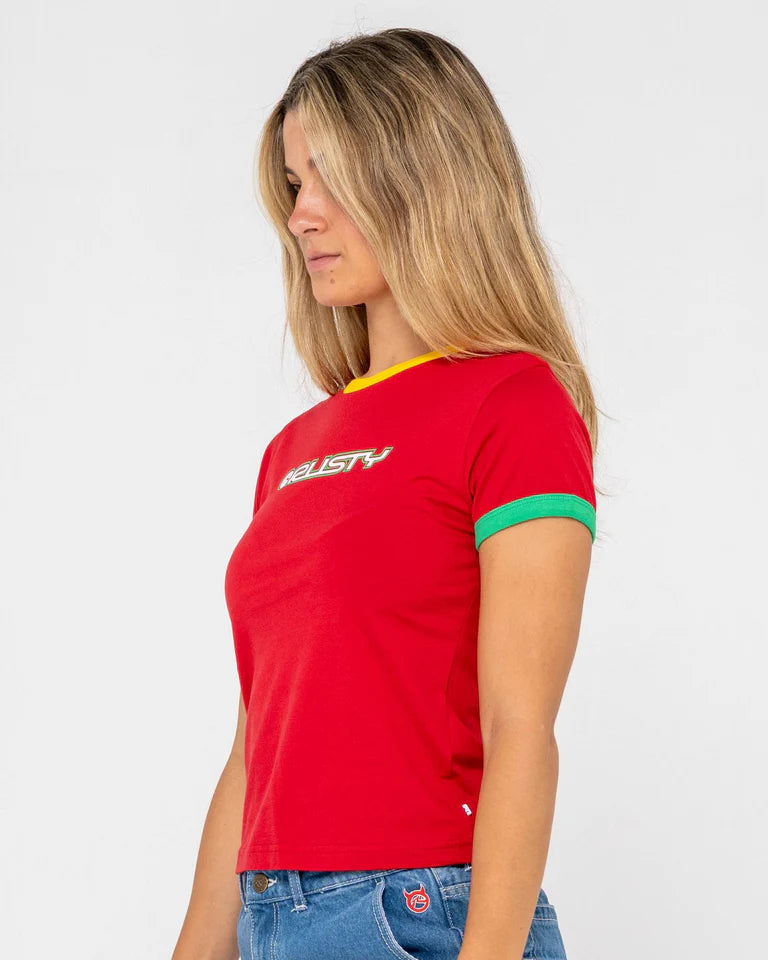 Rusty 3 Tone Contrast Ringer Baby Tee