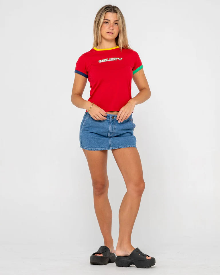 Rusty 3 Tone Contrast Ringer Baby Tee