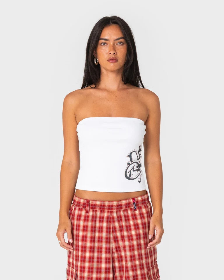 Rusty Art Attack Graphic Boob Tube | White
