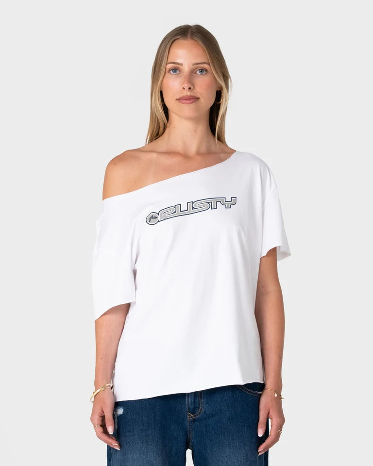 Rusty New But Old Off Shoulder Tee | White