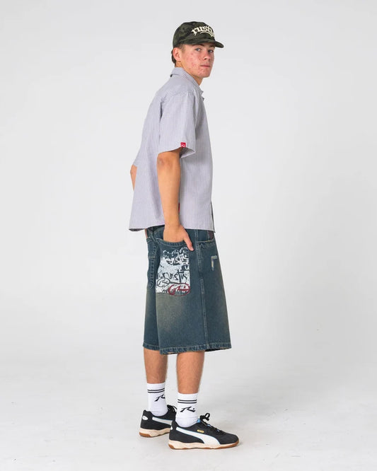 Rusty Shockwave Short Sleeve Shirt | Grey