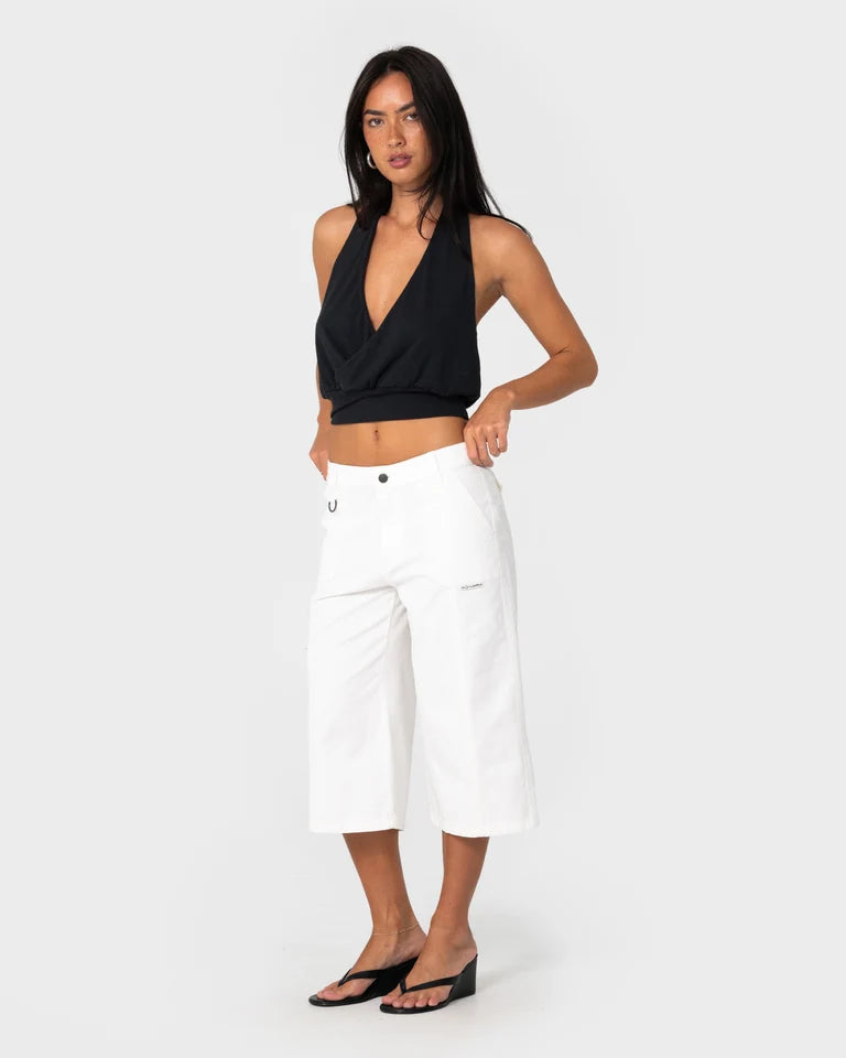 Rusty It Gyrl Low Rise Capri Cargo Pant | White