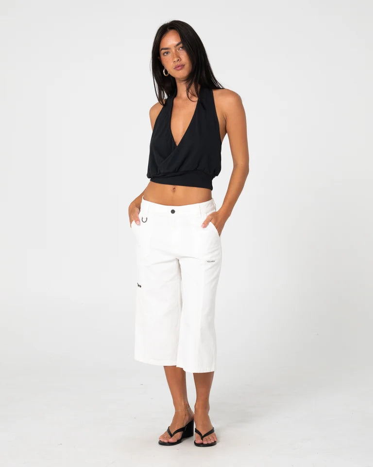 Rusty It Gyrl Low Rise Capri Cargo Pant | White