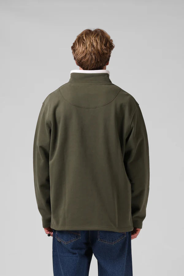 RPM 90's 1/4 zip sweater- olive/white