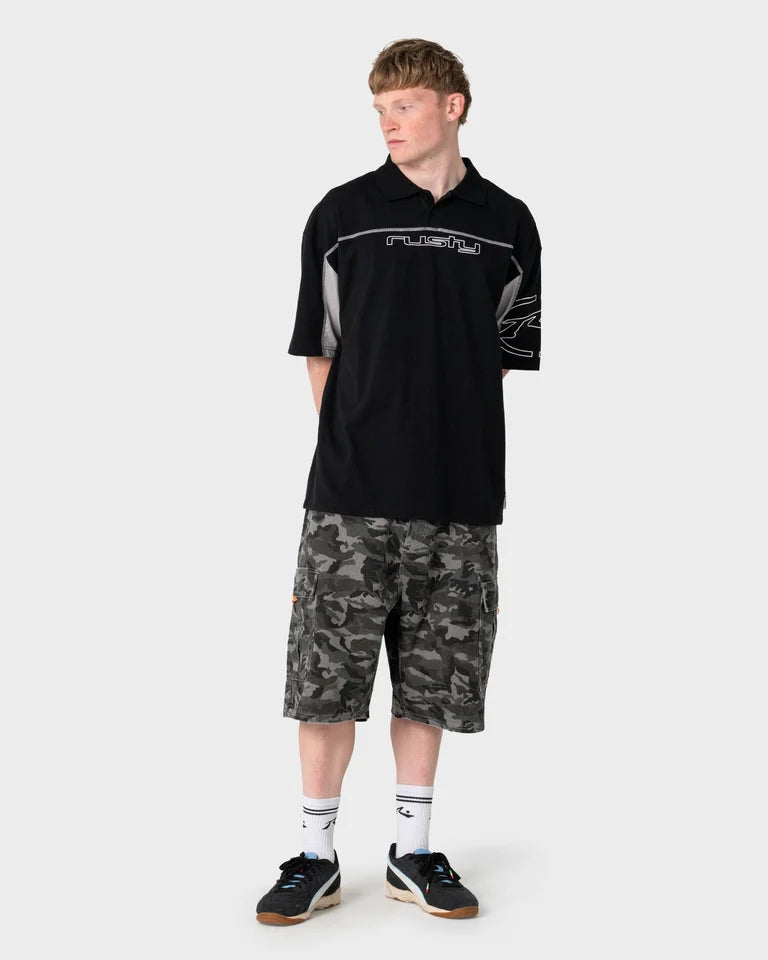 Rusty Cyberwave Oversized Polo l Black