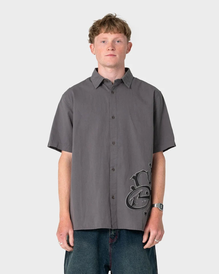 Rusty Spray N Pray Graphic Check Shirt l Steel